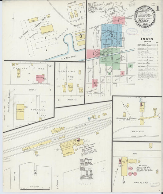 Sanborn Fire Insurance Map from Seneca, La Salle County, Illinois (1898), Sheet #0001 - Complete Map Set gallery image, historic Sanborn map, vintage wall art, Illinois Illinois