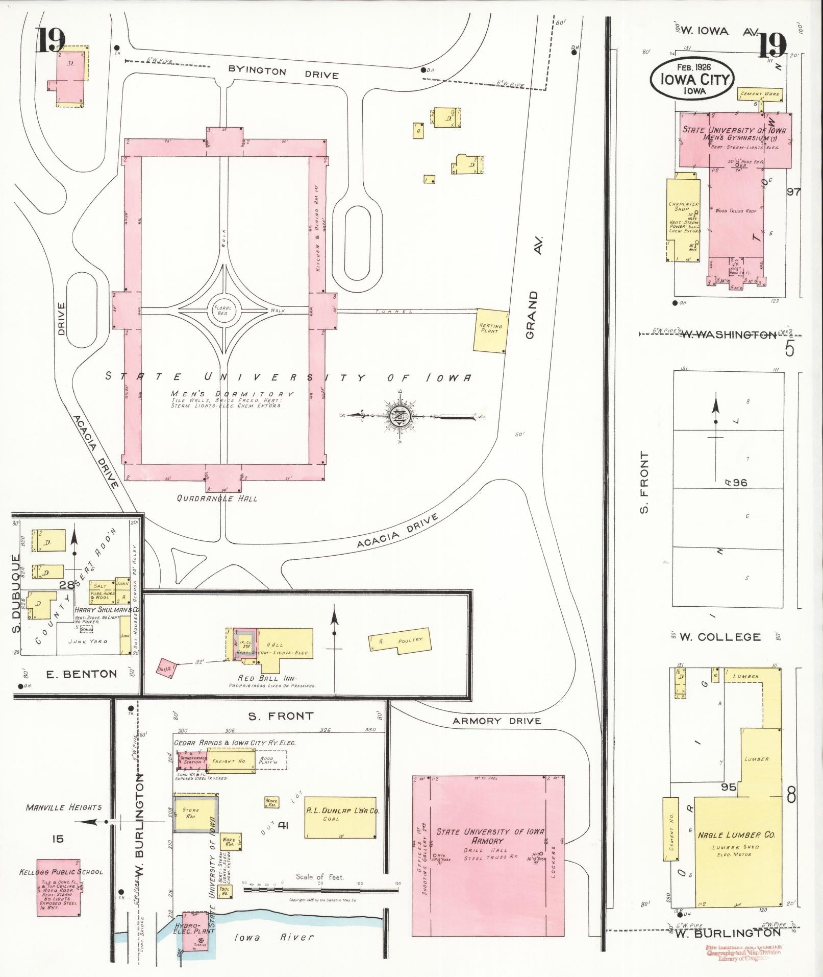 Sanborn Fire Insurance Map from Iowa City, Johnson County, Iowa (1926), Sheet #0019 - Historic Sanborn Fire Insurance Map Print, vintage old map wall art
