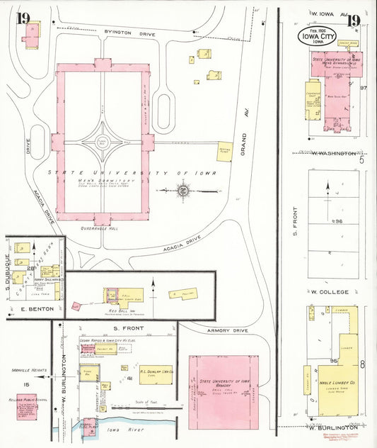 Sanborn Fire Insurance Map from Iowa City, Johnson County, Iowa (1926), Sheet #0019 - Historic Sanborn Fire Insurance Map Print, vintage old map wall art