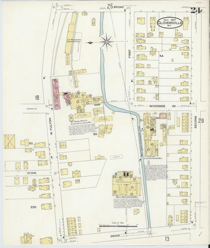 Sanborn Fire Insurance Map from Gloversville, Fulton County, New York (1907), Sheet #0024 - Complete Map Set gallery image, historic Sanborn map, vintage wall art, New York New York