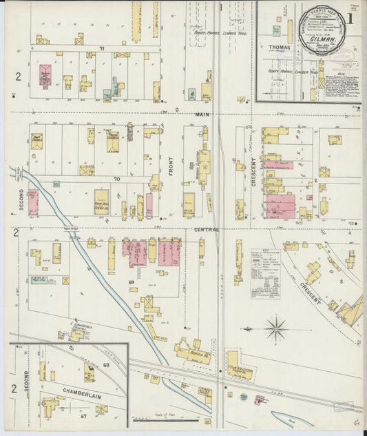 Sanborn Fire Insurance Map from Gilman, Iroquois County, Illinois (1897), Sheet #0001 - Historic Sanborn Fire Insurance Map Print, vintage old map wall art, antique decor, genealogy gift, Illinois Illinois map