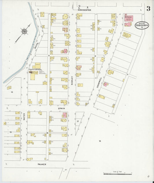 Sanborn Fire Insurance Map from Orbisonia, Huntingdon County, Pennsylvania (1911), Sheet #0003 - Historic Sanborn Fire Insurance Map Print, vintage old map wall art, antique decor, genealogy gift, Pennsylvania Pennsylvania map