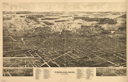 Findlay, Ohio, the Gas City. (1889) – Historic Bird’s-Eye View Panorama Print