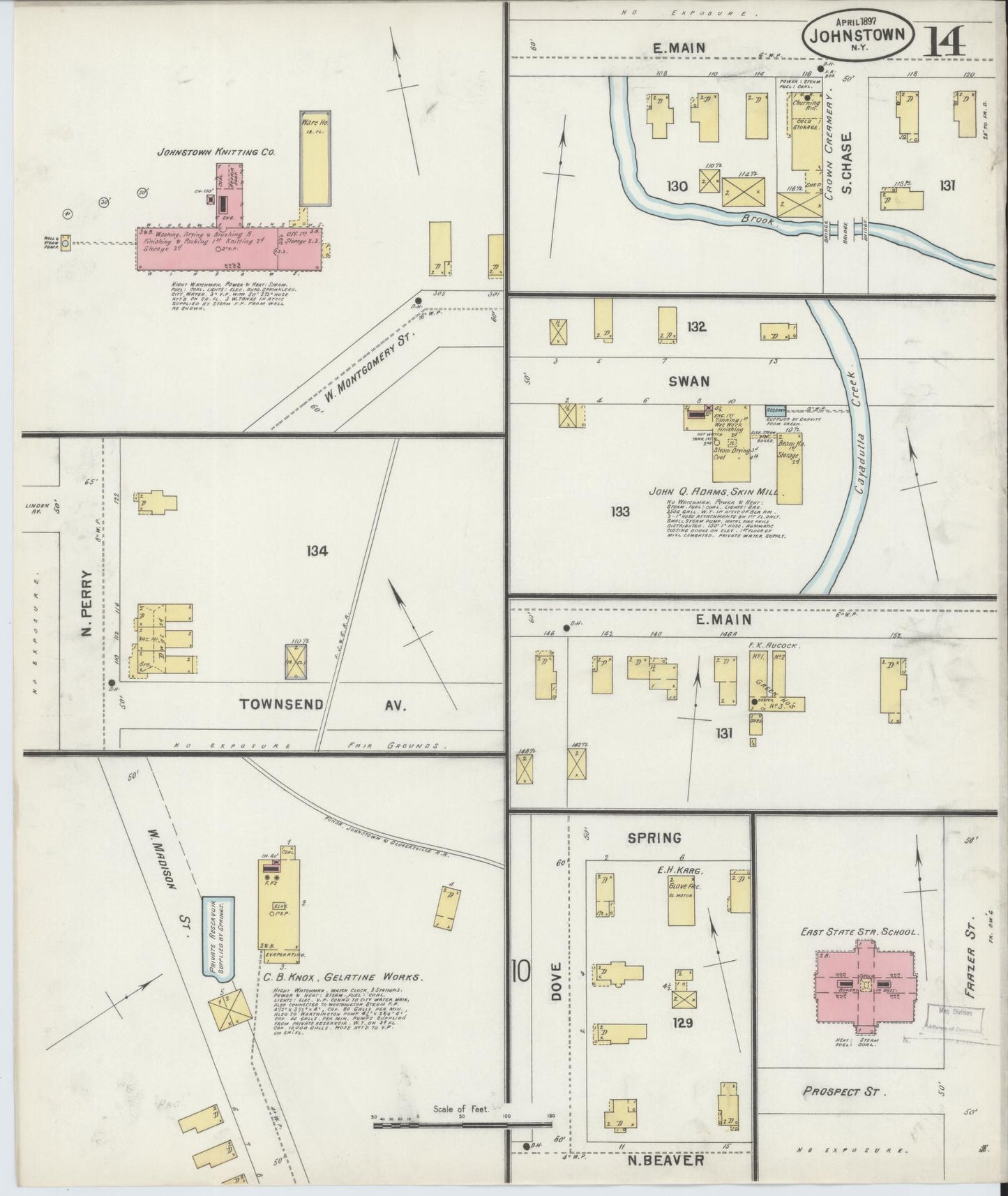Sanborn Fire Insurance Map from Johnstown, Fulton County, New York (1897), Sheet #0014 - Complete Map Set gallery image, historic Sanborn map, vintage wall art, New York New York