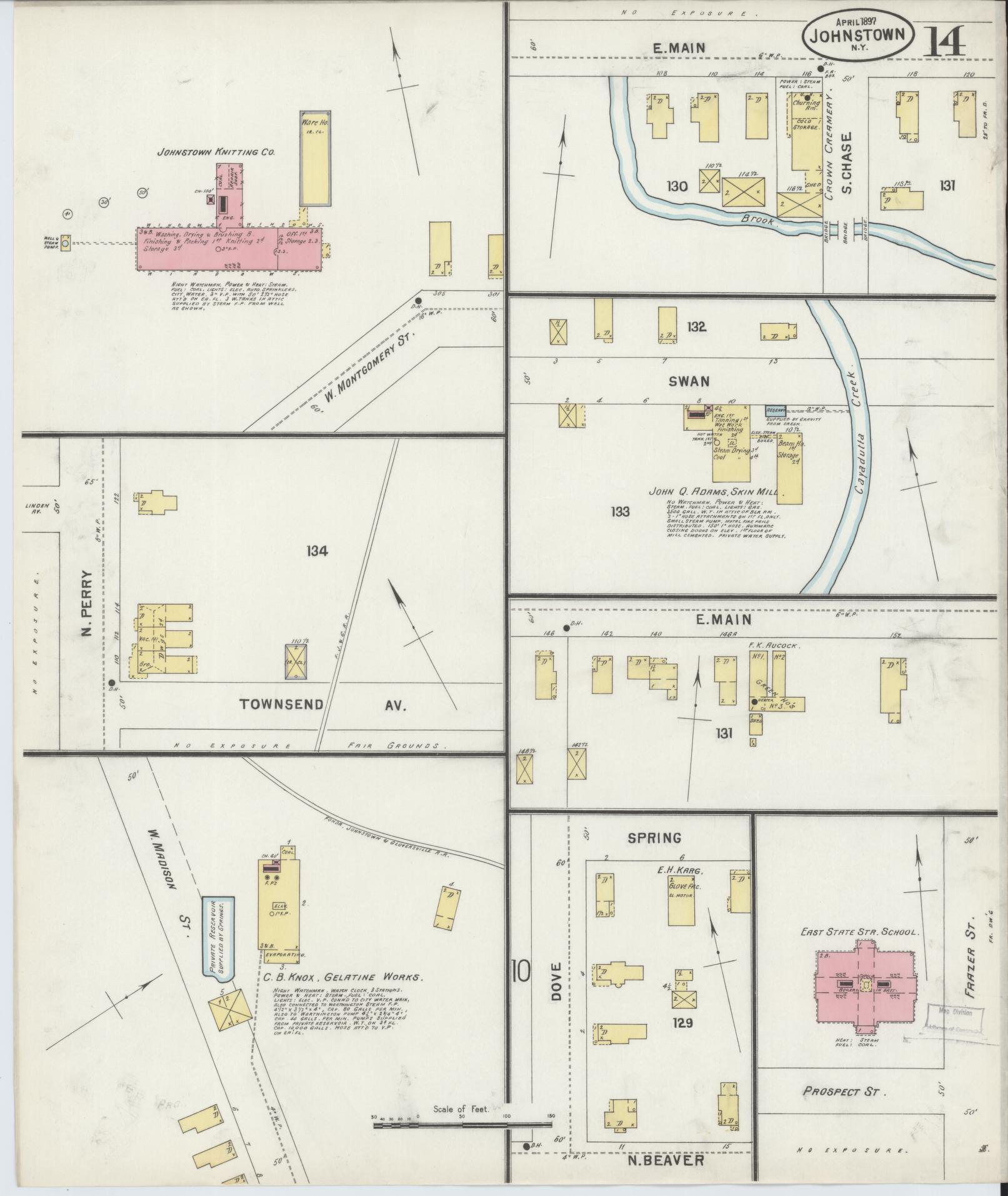Sanborn Fire Insurance Map from Johnstown, Fulton County, New York (1897), Sheet #0014 - Complete Map Set gallery image, historic Sanborn map, vintage wall art, New York New York
