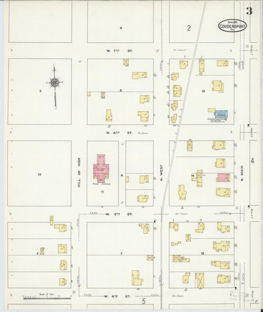 Sanborn Fire Insurance Map from Coudersport, Potter County, Pennsylvania (1911), Sheet #0003 - Historic Sanborn Fire Insurance Map Print, vintage old map wall art, antique decor, genealogy gift, Pennsylvania Pennsylvania map