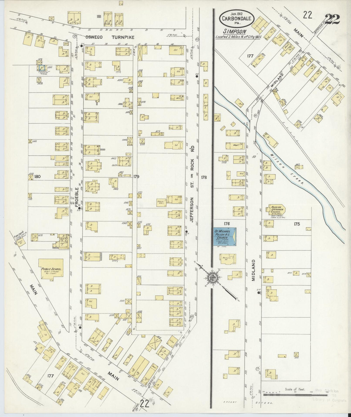 Sanborn Fire Insurance Map from Carbondale, Lackawanna County, Pennsylvania (1912), Sheet #0022 - Complete Map Set gallery image, historic Sanborn map, vintage wall art, Pennsylvania Pennsylvania