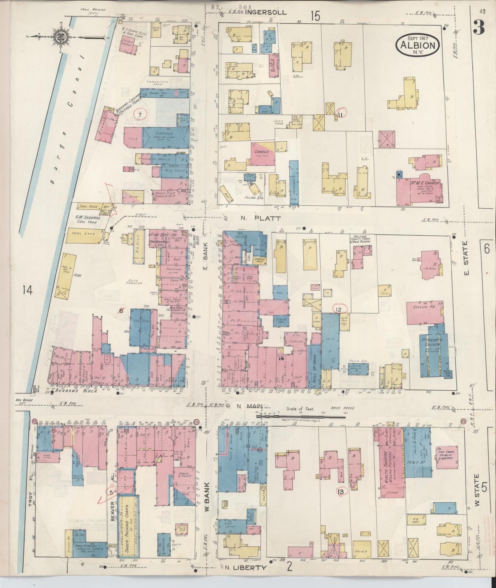 Sanborn Fire Insurance Map from Albion, Orleans County, New York (1941), Sheet #0003 - Complete Map Set gallery image, historic Sanborn map, vintage wall art, New York New York