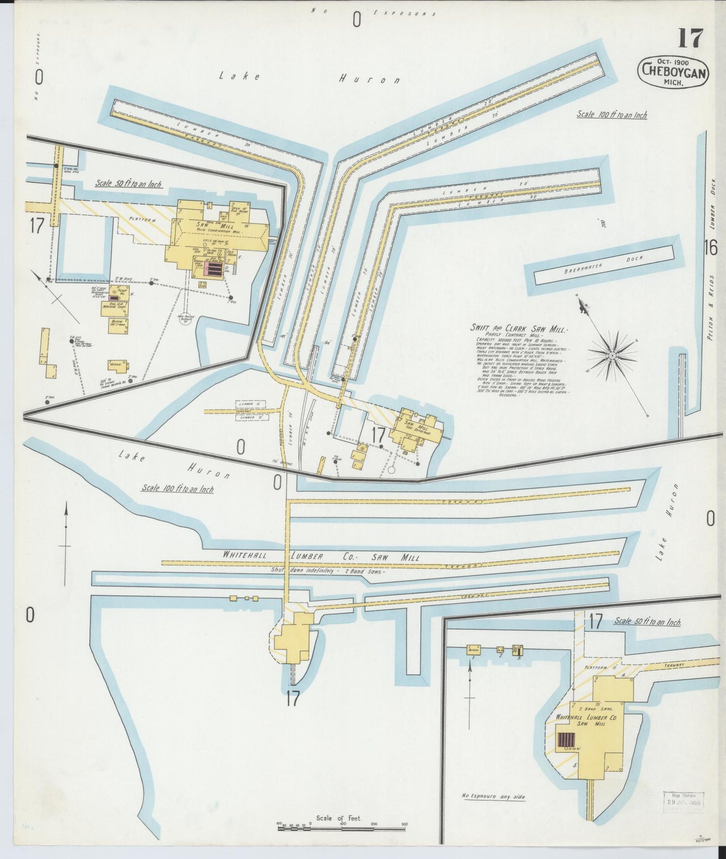 Sanborn Fire Insurance Map from Cheboygan, Cheboygan County, Michigan (1900), Sheet #0017 - Historic Sanborn Fire Insurance Map Print, vintage old map wall art, antique decor, genealogy gift, Michigan Michigan map