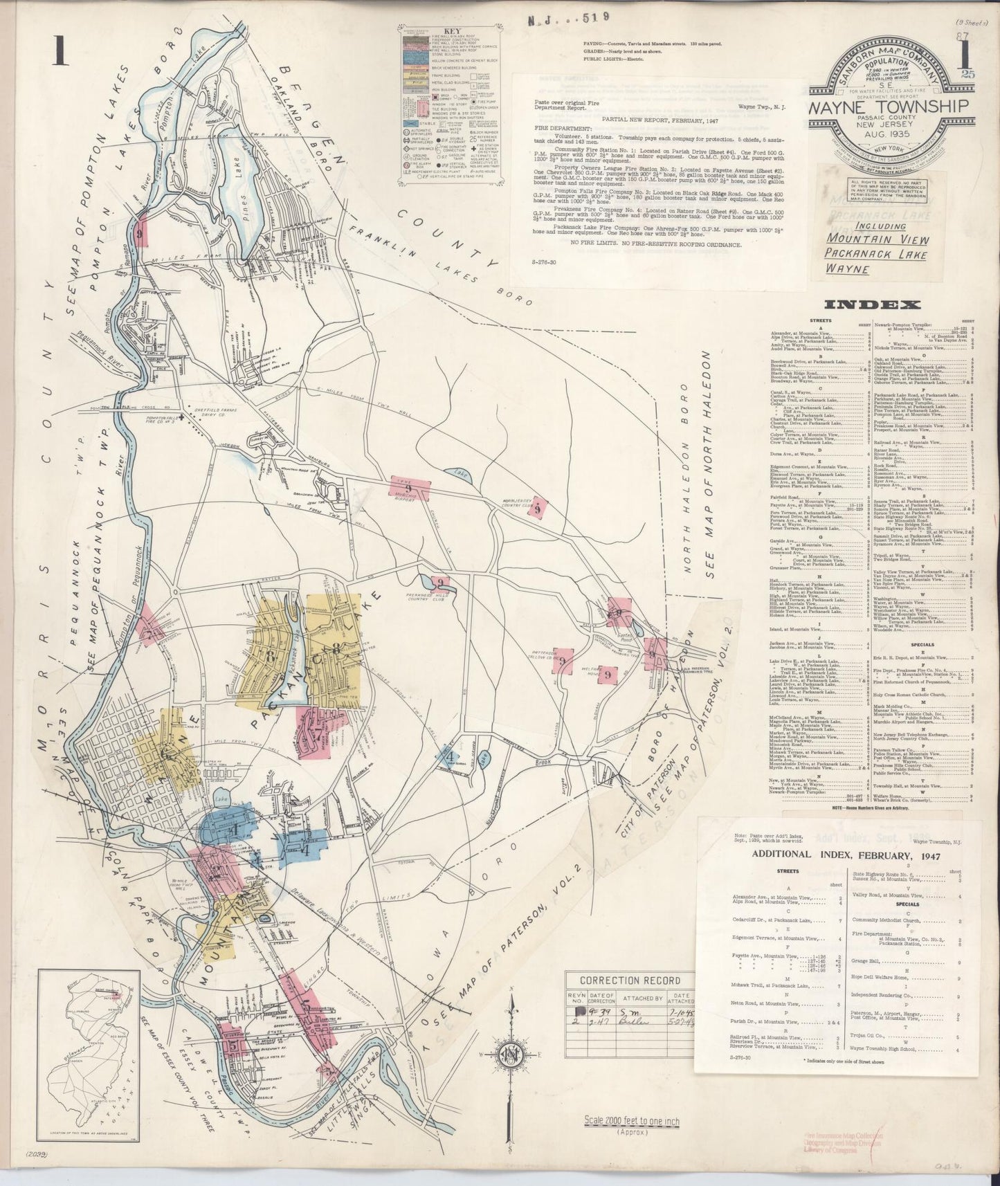Sanborn Fire Insurance Map from Wayne Twp, Passaic County, New Jersey. (1947) – Historic Sanborn Fire Insurance Map Print