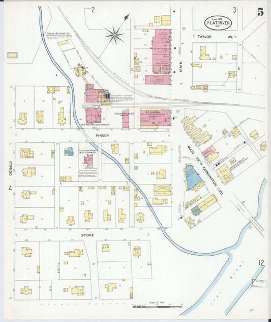 Sanborn Fire Insurance Map from Flat River, Saint Francois County, Missouri (1908), Sheet #0005 - Historic Sanborn Fire Insurance Map Print, vintage old map wall art, antique decor, genealogy gift, Missouri Missouri map