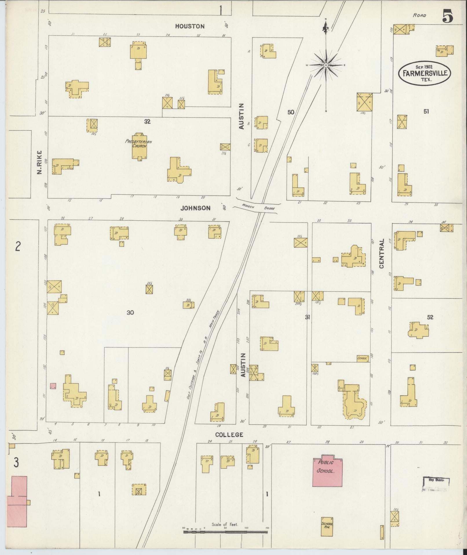 Sanborn Fire Insurance Map from Farmersville, Collin County, Texas (1902), Sheet #0005 - Complete Map Set gallery image, historic Sanborn map, vintage wall art, Texas Texas