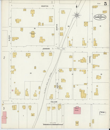 Sanborn Fire Insurance Map from Farmersville, Collin County, Texas (1902), Sheet #0005 - Complete Map Set gallery image, historic Sanborn map, vintage wall art, Texas Texas