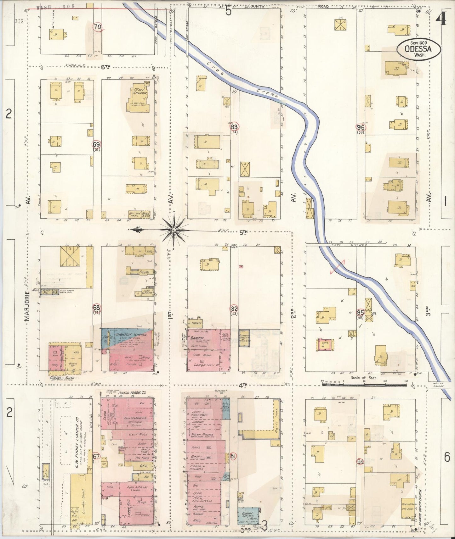 Sanborn Fire Insurance Map from Odessa, Lincoln County, Washington (1930), Sheet #0004 - Complete Map Set gallery image, historic Sanborn map, vintage wall art, Washington Washington