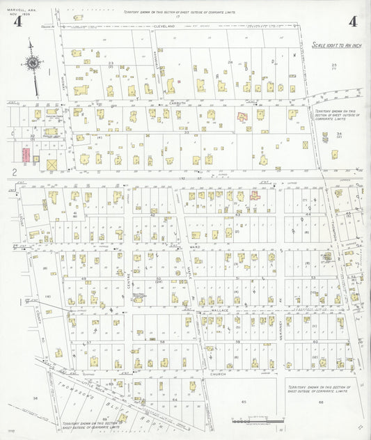 Sanborn Fire Insurance Map from Marvell, Phillips County, Arkansas (1939), Sheet #0004 - Historic Sanborn Fire Insurance Map Print, vintage old map wall art, antique decor, genealogy gift, Arkansas Arkansas map