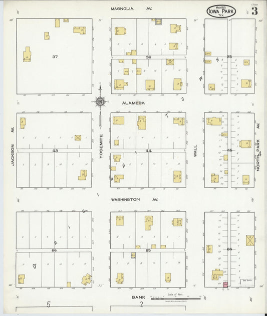Sanborn Fire Insurance Map from Iowa Park, Wichita County, Texas (1921), Sheet #0003 - Historic Sanborn Fire Insurance Map Print, vintage old map wall art, antique decor, genealogy gift, Texas Texas map