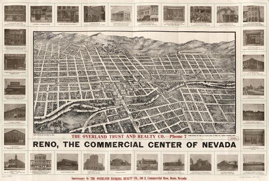 Reno, the commercial center of Nevada (1907) – Historic Bird’s-Eye View Panorama Print
