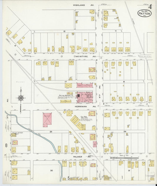 Sanborn Fire Insurance Map from Patton, Cambria County, Pennsylvania (1910), Sheet #0004 - Historic Sanborn Fire Insurance Map Print, vintage old map wall art, antique decor, genealogy gift, Pennsylvania Pennsylvania map
