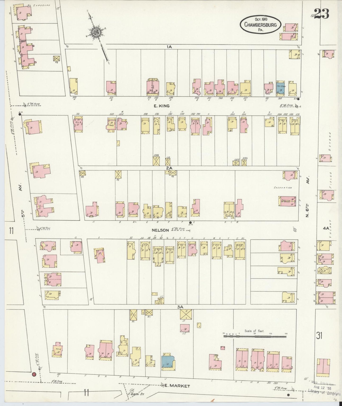 Sanborn Fire Insurance Map from Chambersburg, Franklin County, Pennsylvania (1910), Sheet #0023 - Historic Sanborn Fire Insurance Map Print, vintage old map wall art, antique decor, genealogy gift, Pennsylvania Pennsylvania map