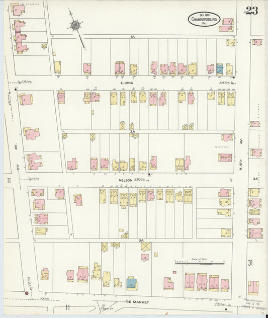 Sanborn Fire Insurance Map from Chambersburg, Franklin County, Pennsylvania (1910), Sheet #0023 - Historic Sanborn Fire Insurance Map Print, vintage old map wall art, antique decor, genealogy gift, Pennsylvania Pennsylvania map