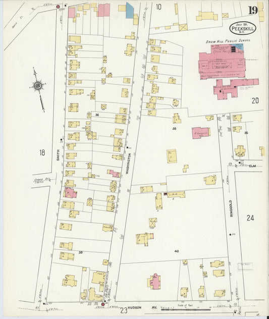 Sanborn Fire Insurance Map from Peekskill, Westchester County, New York (1911), Sheet #0019 - Historic Sanborn Fire Insurance Map Print, vintage old map wall art, antique decor, genealogy gift, New York New York map
