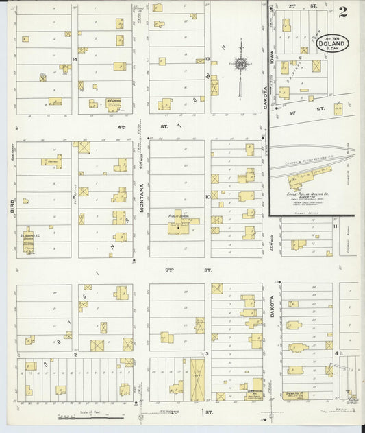 Sanborn Fire Insurance Map from Doland, Spink County, South Dakota (1909), Sheet #0002 - Historic Sanborn Fire Insurance Map Print, vintage old map wall art, antique decor, genealogy gift, South Dakota South Dakota map