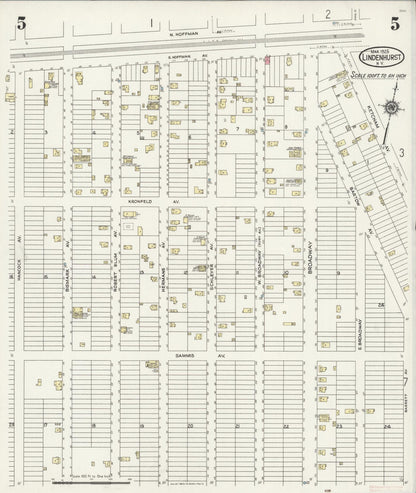 Sanborn Fire Insurance Map from Lindenhurst, Suffolk County, New York (1925), Sheet #0005 - Complete Map Set gallery image, historic Sanborn map, vintage wall art, New York New York