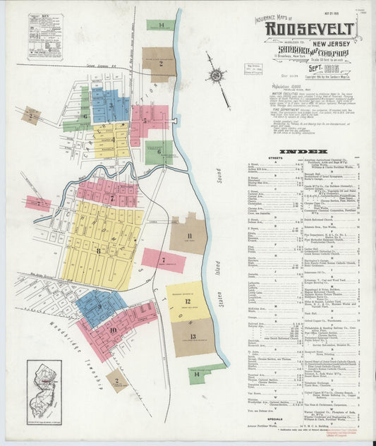 Sanborn Fire Insurance Map from Roosevelt, Middlesex County, New Jersey. (1916) – Historic Sanborn Fire Insurance Map Print