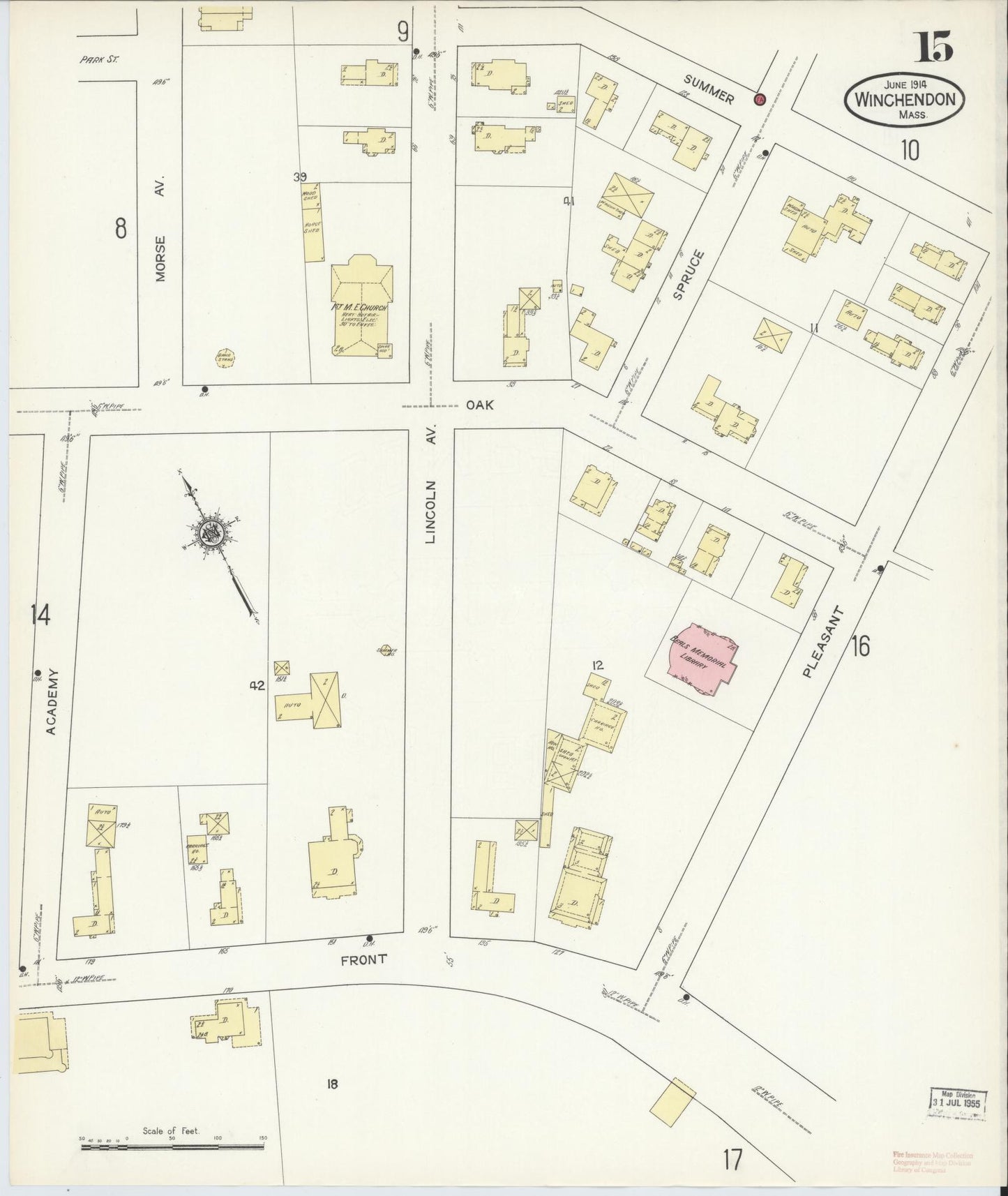 Sanborn Fire Insurance Map from Winchendon, Worcester County, Massachusetts (1914), Sheet #0015 - Complete Map Set gallery image, historic Sanborn map, vintage wall art, Massachusetts Massachusetts