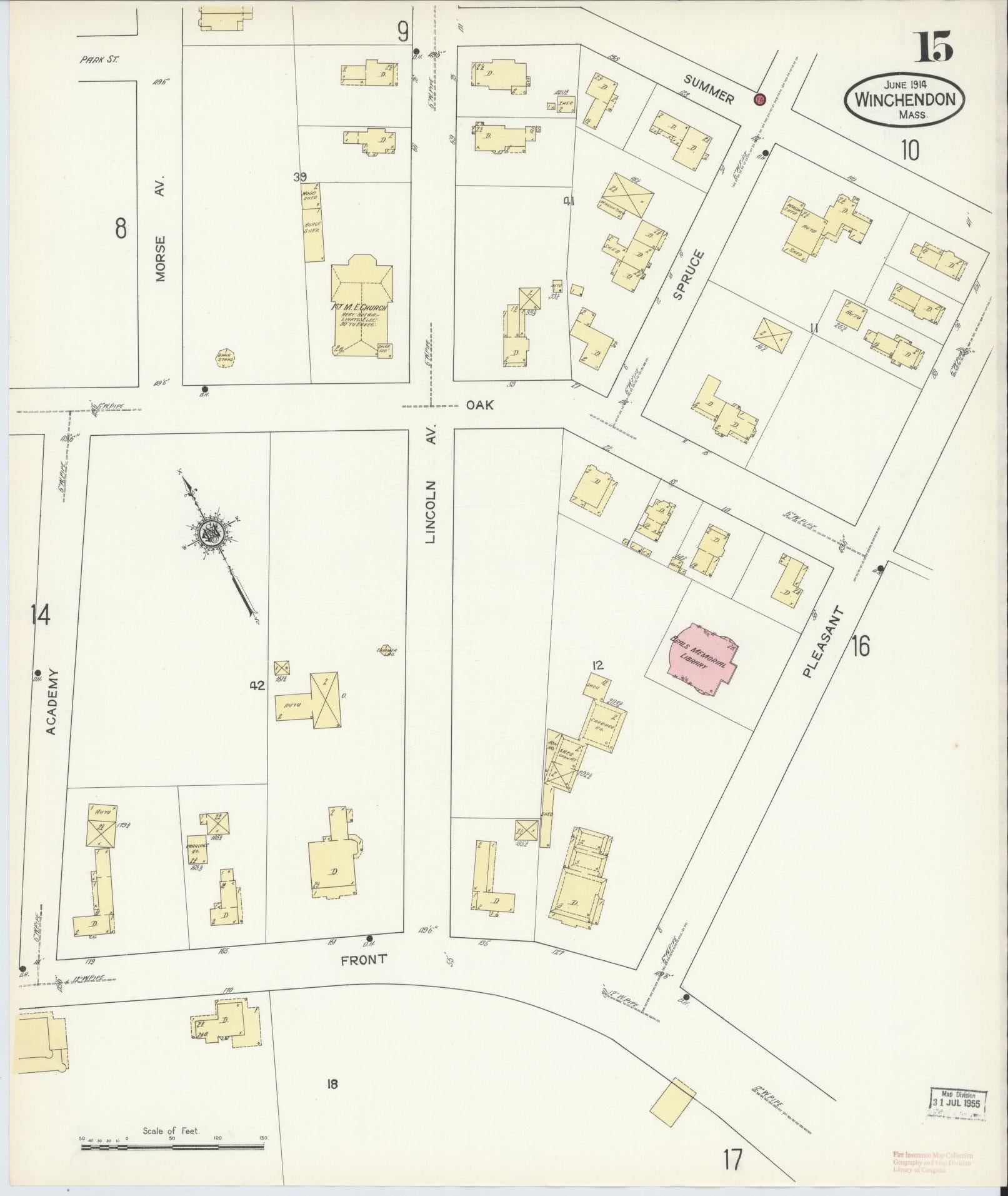 Sanborn Fire Insurance Map from Winchendon, Worcester County, Massachusetts (1914), Sheet #0015 - Complete Map Set gallery image, historic Sanborn map, vintage wall art, Massachusetts Massachusetts