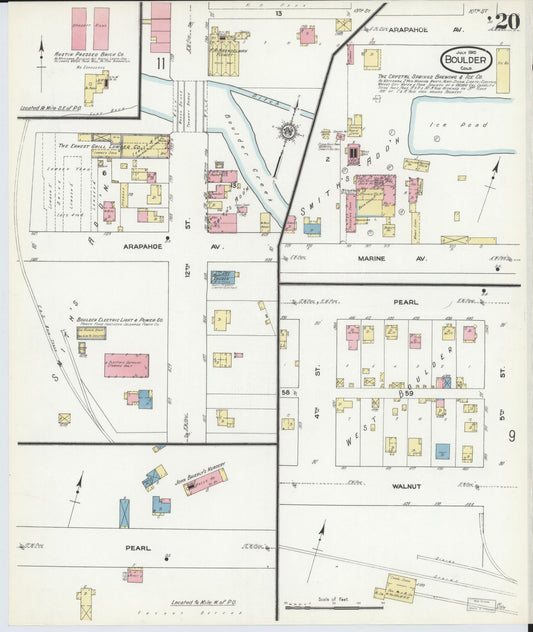 Sanborn Fire Insurance Map from Boulder, Boulder County, Colorado (1910), Sheet #0020 - Historic Sanborn Fire Insurance Map Print, vintage old map wall art, antique decor, genealogy gift, Colorado Colorado map