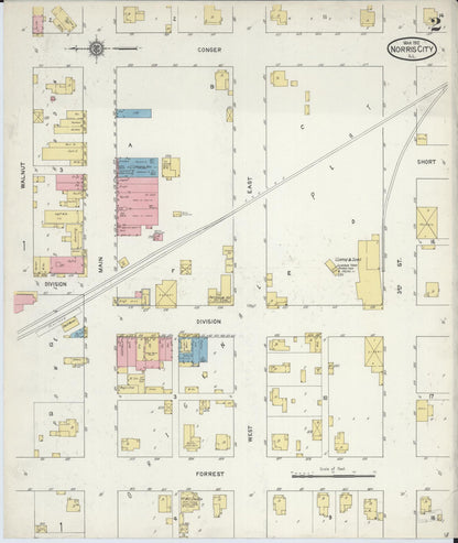 Sanborn Fire Insurance Map from Norris City, White County, Illinois (1912), Sheet #0002 - Complete Map Set gallery image, historic Sanborn map, vintage wall art, Illinois Illinois