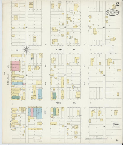Sanborn Fire Insurance Map from Flatonia, Fayette County, Texas (1896), Sheet #0002 - Historic Sanborn Fire Insurance Map Print, vintage old map wall art, antique decor, genealogy gift, Texas Texas map
