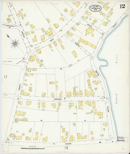 Sanborn Fire Insurance Map from Ipswich, Essex County, Massachusetts (1907), Sheet #0012 - Complete Map Set gallery image, historic Sanborn map, vintage wall art, Massachusetts Massachusetts