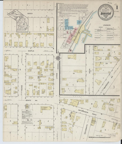 Sanborn Fire Insurance Map from Baraga, Baraga County, Michigan (1914), Sheet #0001 - Complete Map Set gallery image, historic Sanborn map, vintage wall art, Michigan Michigan
