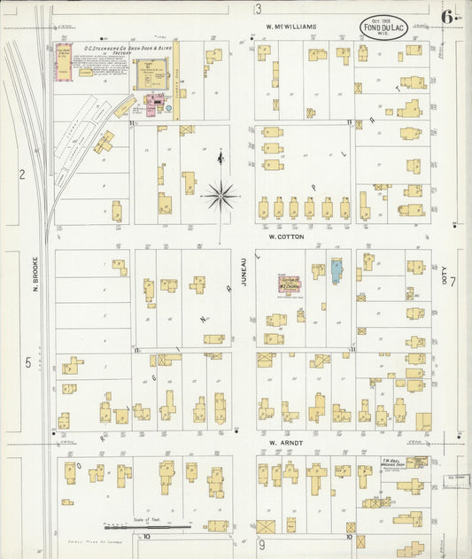 Sanborn Fire Insurance Map from Fond du Lac, Fond du Lac County, Wisconsin (1908), Sheet #0006 - Historic Sanborn Fire Insurance Map Print, vintage old map wall art, antique decor, genealogy gift, Wisconsin Wisconsin map