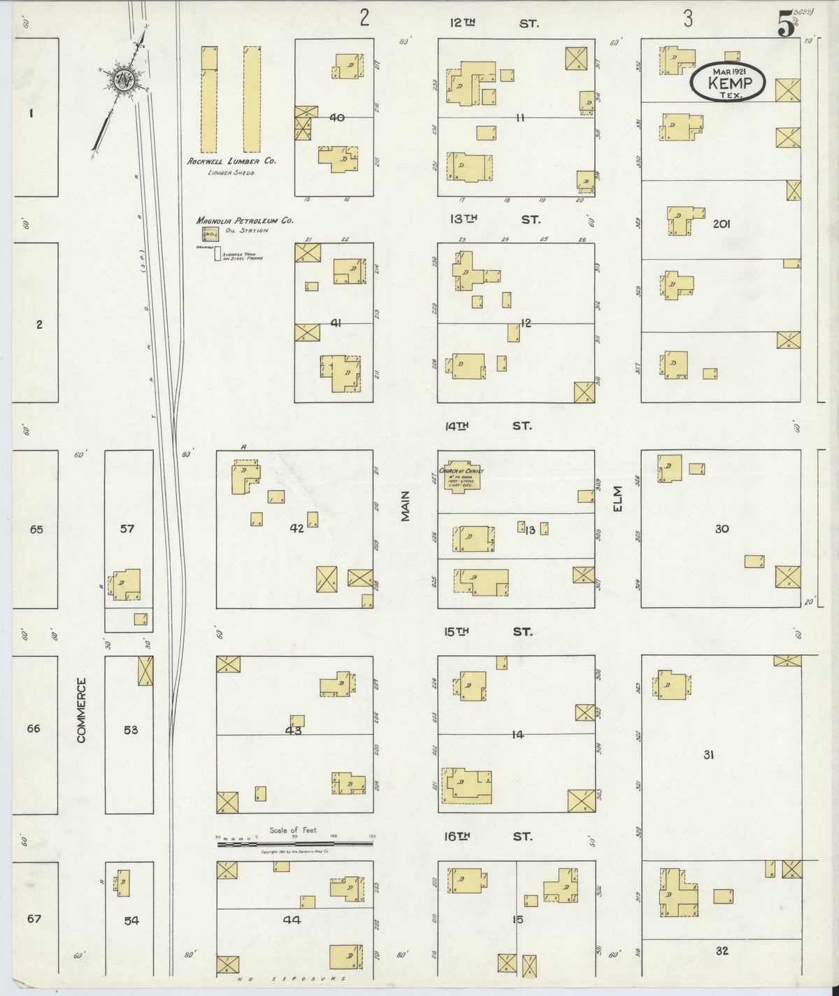 Sanborn Fire Insurance Map from Kemp, Kaufman County, Texas (1921), Sheet #0005 - Complete Map Set gallery image, historic Sanborn map, vintage wall art, Texas Texas