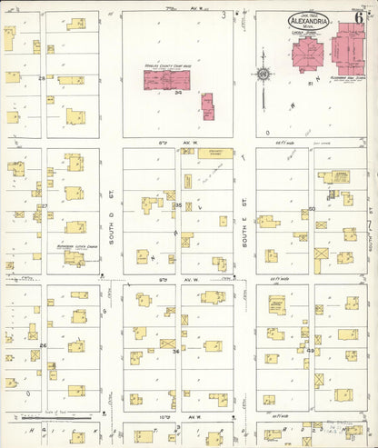 Sanborn Fire Insurance Map from Alexandria, Douglas County, Minnesota (1922), Sheet #0006 - Complete Map Set gallery image, historic Sanborn map, vintage wall art, Minnesota Minnesota