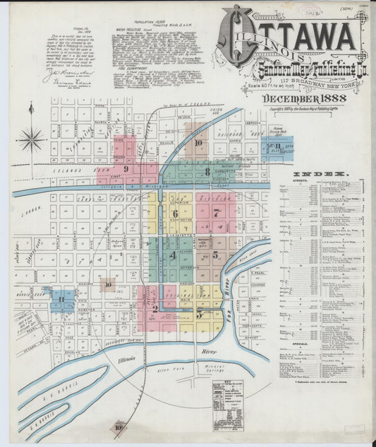 Sanborn Fire Insurance Map from Ottawa, La Salle County, Illinois (1888), Sheet #0001 - Complete Map Set gallery image, historic Sanborn map, vintage wall art, Illinois Illinois