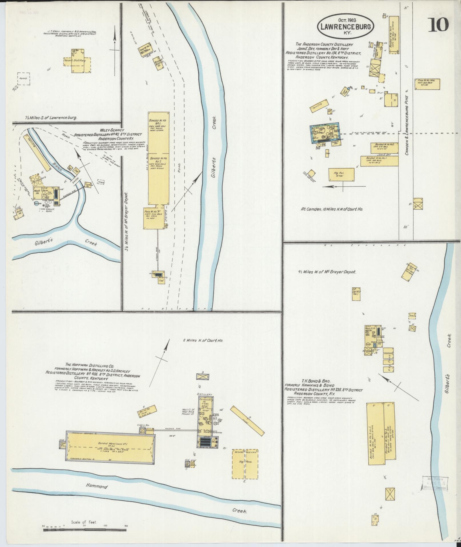 Sanborn Fire Insurance Map from Lawrenceburg, Anderson County, Kentucky (1903), Sheet #0010 - Historic Sanborn Fire Insurance Map Print, vintage old map wall art, antique decor, genealogy gift, Kentucky Kentucky map