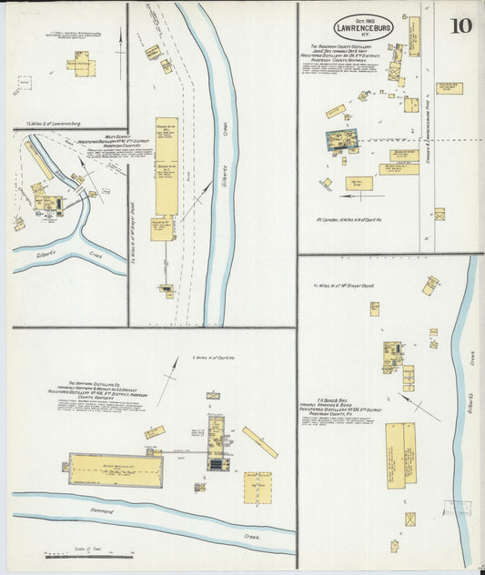 Sanborn Fire Insurance Map from Lawrenceburg, Anderson County, Kentucky (1903), Sheet #0010 - Historic Sanborn Fire Insurance Map Print, vintage old map wall art, antique decor, genealogy gift, Kentucky Kentucky map