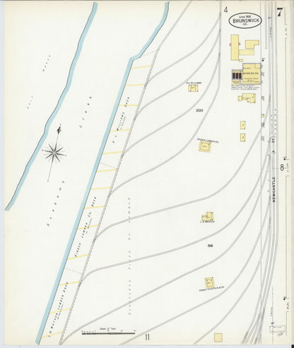 Sanborn Fire Insurance Map from Brunswick, Glynn County, Georgia (1908), Sheet #0007 - Complete Map Set gallery image, historic Sanborn map, vintage wall art, Georgia Georgia