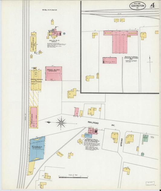 Sanborn Fire Insurance Map from Covington, Newton County, Georgia (1901), Sheet #0004 - Historic Sanborn Fire Insurance Map Print, vintage old map wall art, antique decor, genealogy gift, Georgia Georgia map