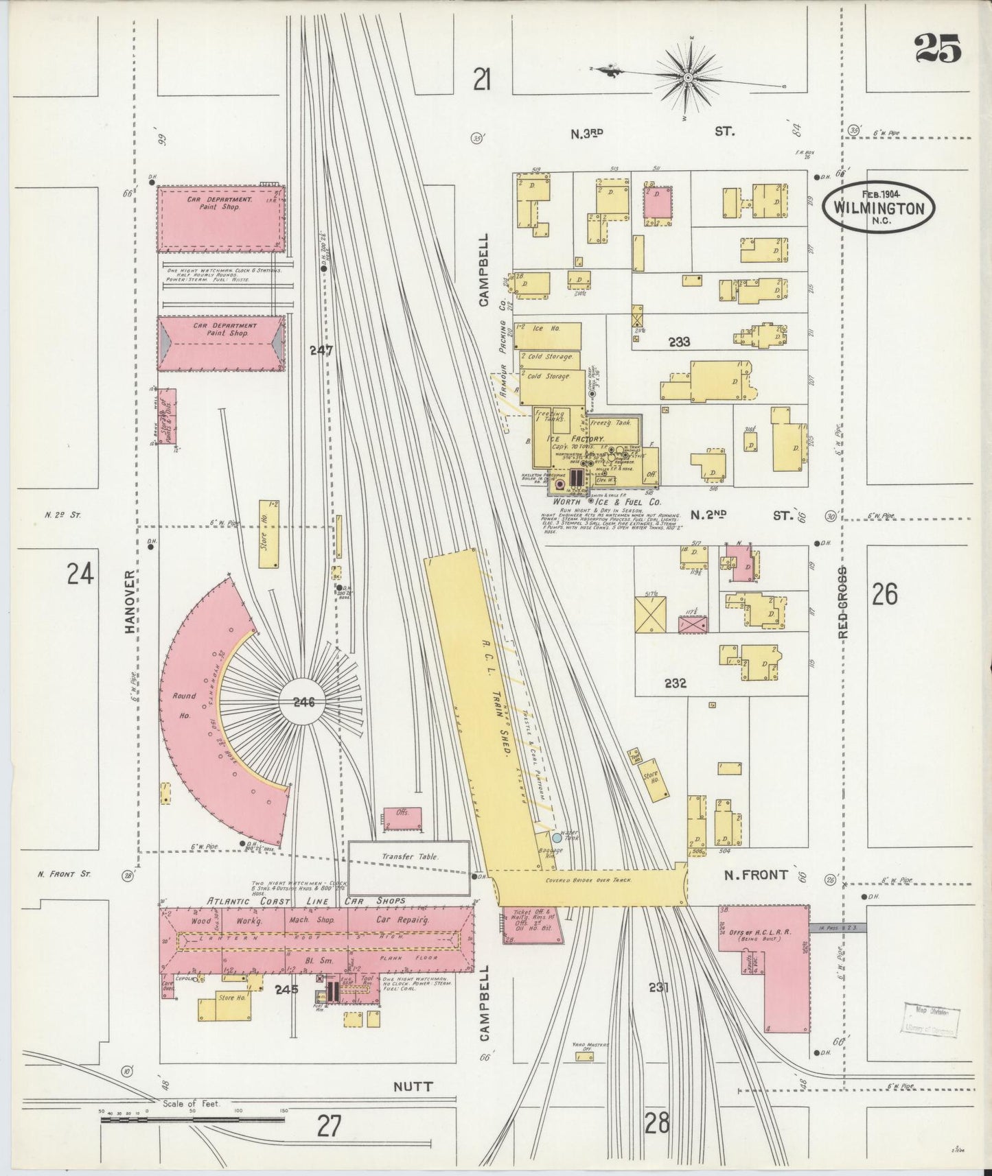 Sanborn Fire Insurance Map from Wilmington, New Hanover County, North Carolina (1904), Sheet #0025 - Complete Map Set gallery image, historic Sanborn map, vintage wall art, North Carolina North Carolina