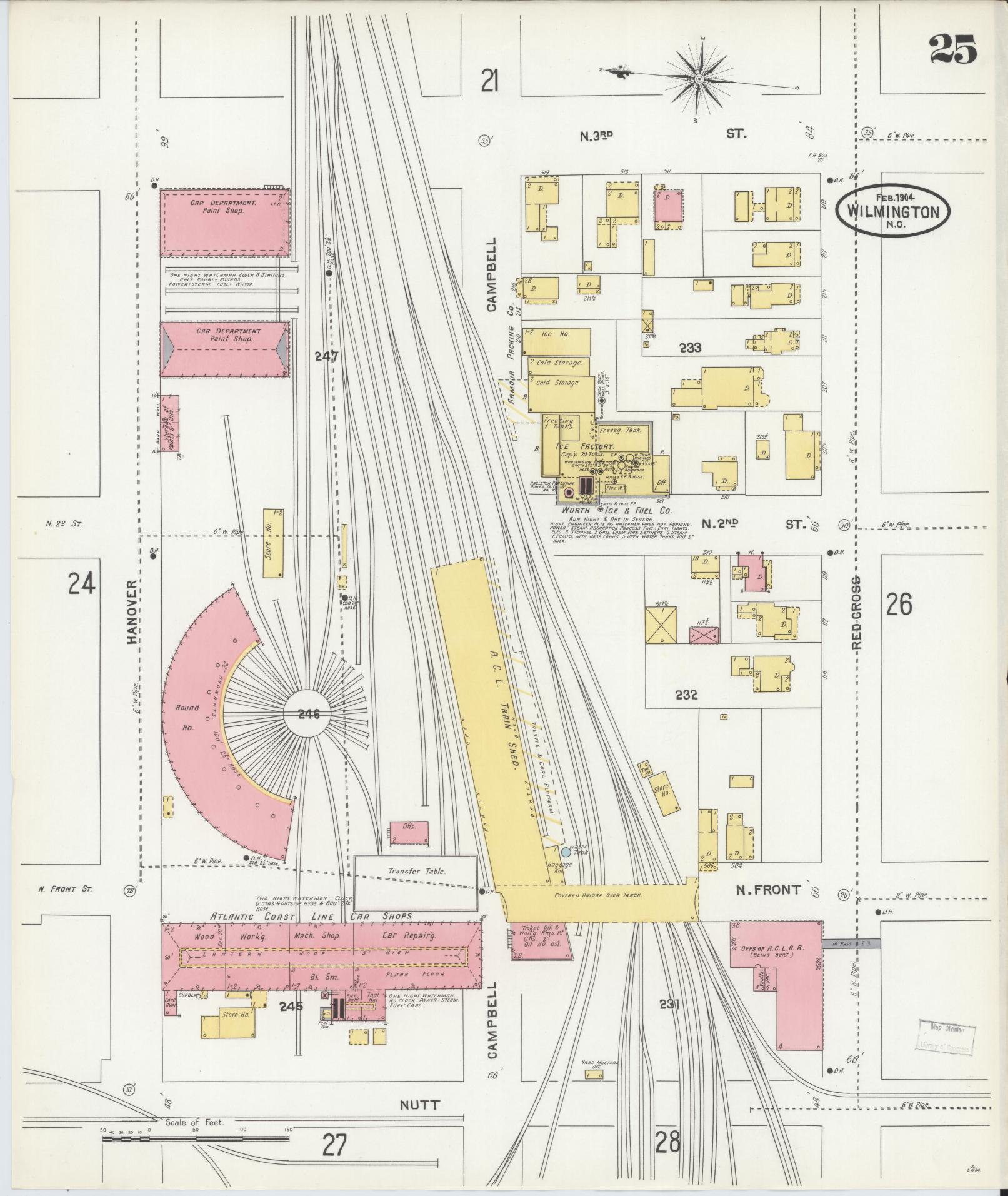 Sanborn Fire Insurance Map from Wilmington, New Hanover County, North Carolina (1904), Sheet #0025 - Complete Map Set gallery image, historic Sanborn map, vintage wall art, North Carolina North Carolina