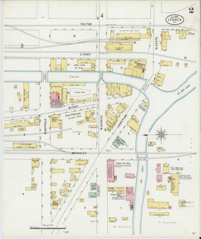 Sanborn Fire Insurance Map from Ithaca, Tompkins County, New York (1898), Sheet #0002 - Complete Map Set gallery image, historic Sanborn map, vintage wall art, New York New York