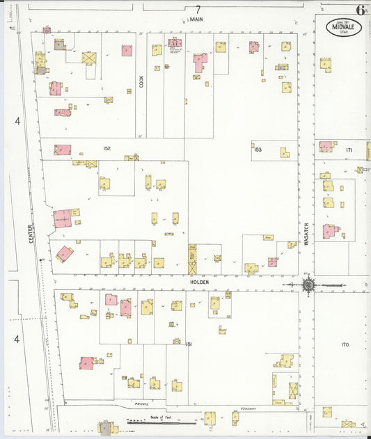 Sanborn Fire Insurance Map from Midvale, Salt Lake County, Utah (1911), Sheet #0006 - Historic Sanborn Fire Insurance Map Print, vintage old map wall art, antique decor, genealogy gift, Utah Utah map