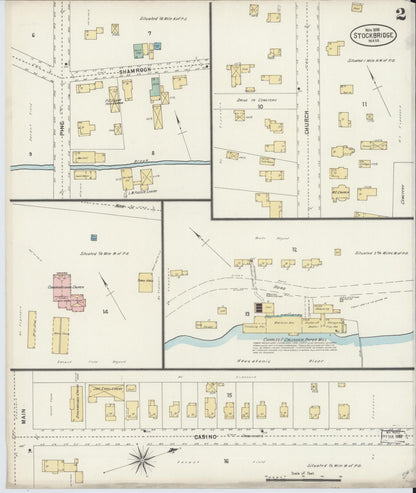 Sanborn Fire Insurance Map from Stockbridge, Berkshire County, Massachusetts (1898), Sheet #0002 - Historic Sanborn Fire Insurance Map Print, vintage old map wall art, antique decor, genealogy gift, Massachusetts Massachusetts map