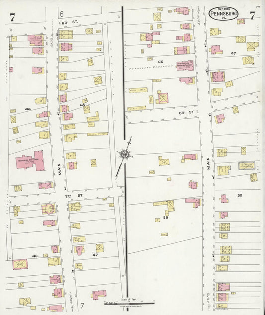 Sanborn Fire Insurance Map from Pennsburg, Montgomery County, Pennsylvania (1924), Sheet #0007 - Historic Sanborn Fire Insurance Map Print, vintage old map wall art, antique decor, genealogy gift, Pennsylvania Pennsylvania map