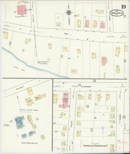 Sanborn Fire Insurance Map from Seneca Falls, Seneca County, New York (1911), Sheet #0019 - Historic Sanborn Fire Insurance Map Print, vintage old map wall art, antique decor, genealogy gift, New York New York map